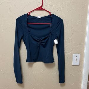 46. Garage navy blue square neck long sleeve size xs